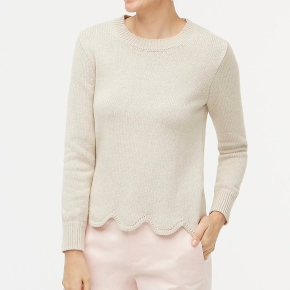 Jcrew factory scalloped sweater ivory size small